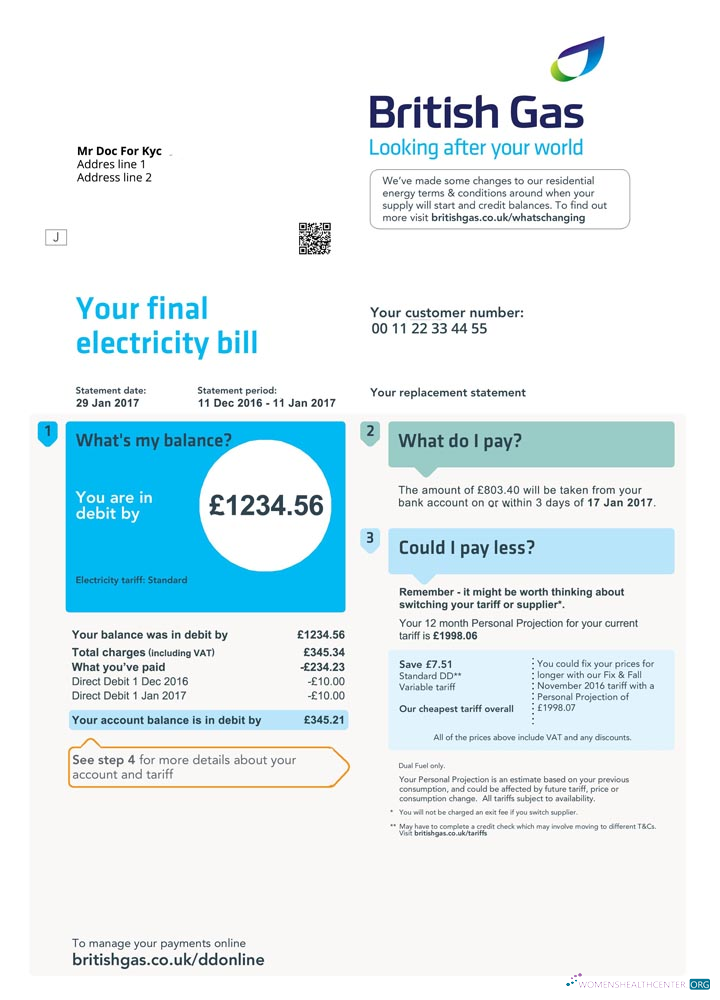 download download United Kingdom British Gas bill template PSD photoshop template photoshop template